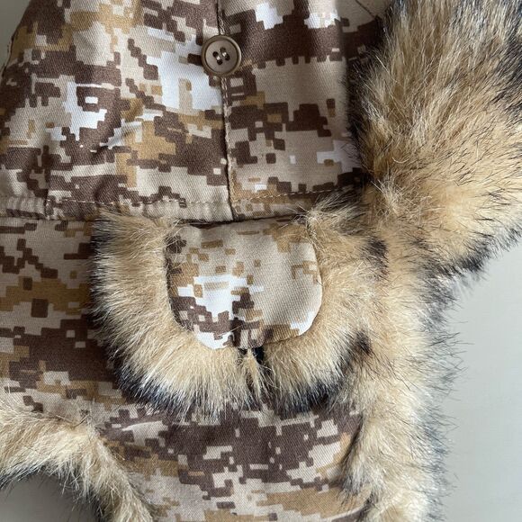 Nathaniel Cole Crown Cap Large Trapper Aviator Hat Camo Faux Fur - Picture 6 of 12